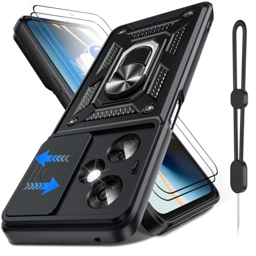 Dizn for OnePlus Nord N30 5G/CE 3 Lite Case:with Slide Camera Cover,360°Kickstand,2 Screen Protector,Wrist Strap,[Non-Slip] Cover,Military-Grade Shockproof & Anti-Drop Protective for N30,Black by Dizn - Used condition - US$6.07