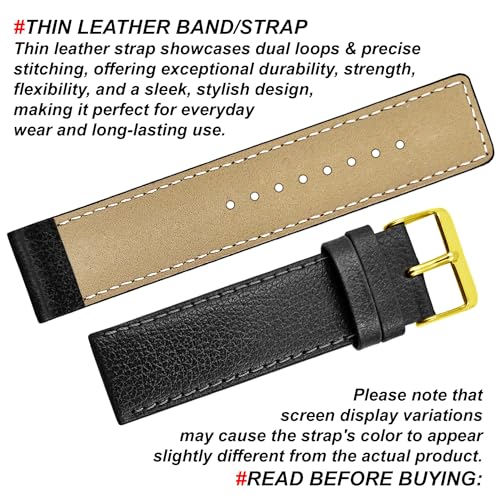 Image of DBLACK ''ATOR'' Leather Watch Strap, Pebble Design Pattern, Thin Leather Watch Belt / / For 18mm, 20mm, 22mm, 24mm, or 26mm Watch Band (Choose Your Size & Color)