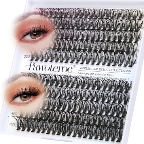 Pawotence Lash Clusters 200pcs Individual Lashes 30D 40D Cluster Eyelash Extensions 11-16mm Eyelash Clusters Lash Extensions for Self Application (30D&amp;40D, 0.07D, 11-16mm Refill)