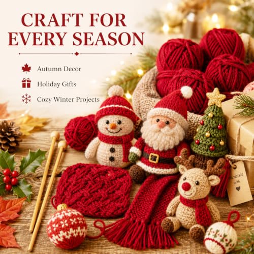 Image of MAQIHAN Acrylic Yarn for Crocheting - Soft Knitting Yarn for Crafts, 15x20g | Wine Red Skeins for Crocheting DIY Bulk for Handicraft Knitting Scarves Ideal Gift for Beginners Adults