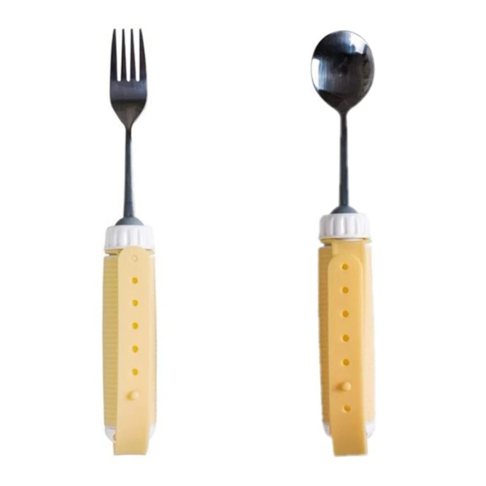 RSGK Juego De Tenedor De Cuchara De Acero Inoxidable, Utensilio para Ancianos con Artritis, Ayuda para Comer para Pacientes Discapacitados, Utensilios De Comedor Adaptables Giratorios De 360 Grados