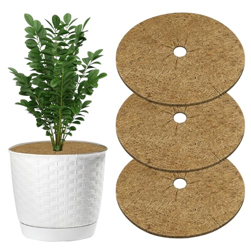 OFFCUP Kokos Mulchscheibe 60cm, 3 Stück Kokosfasermatte Rund Kokosmatte Winterschutz Kokos Pflanzenschutz Kokosscheibe 60cm Kokosmatten für Pflanzenschutz, Kälteschutz, Frost, Schutz vor Nässe