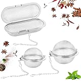Aurinovellia Juego de 3 Infusor de bola de té, Bolas de té de acero inoxidable, bolsita de especias, fácil de limpiar y duradero para té suelto y especias