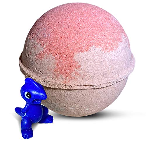 1 Bubble Bath Bomb For Kids With Surprise Toy Microsaurus Inside - Natural Ingredients Safe For Sensitive Skin - Moisturizing Coconut And Olive Oils And Fruity Black Cherry Aroma #TOP12