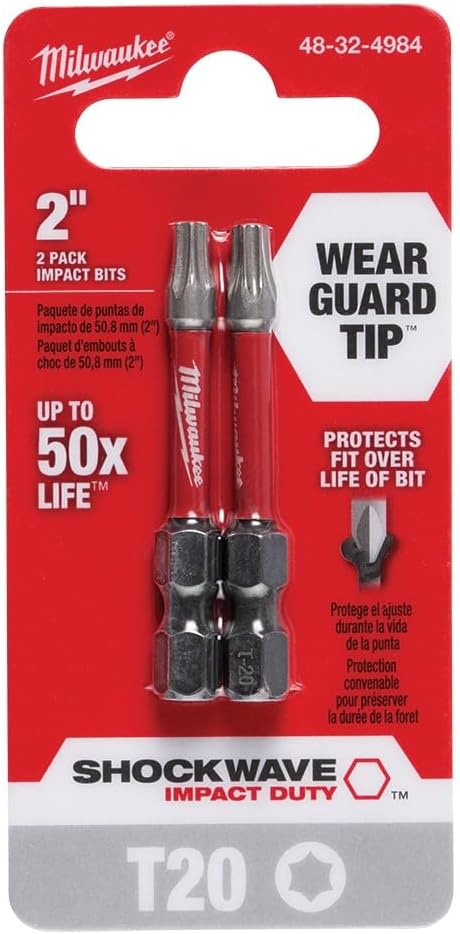 Milwaukee 48-32-4784 Shockwave 2-Inch Power Bit Torx T20, 25-Pack