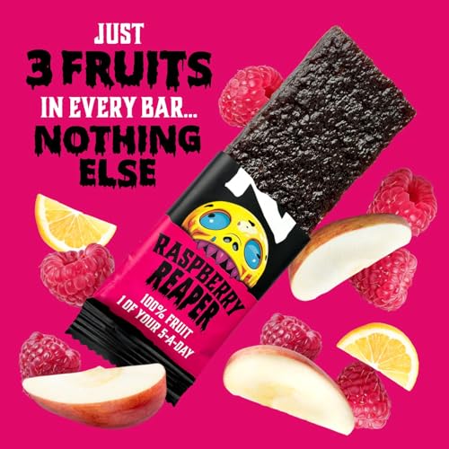 Zombie Fruit Bars, Raspberry & Mango (10 Bars, 2 Flavours), 100% Dried Fruit, Healthy Snacks, Adults, Kids, Office, Low Calorie, Gluten Free, Vegan, Halal, Bulk, Real Fruit, No Added Sugar, Natural - Image 2