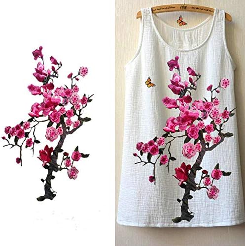 1 Pcs Three-Dimensional Large Long Plum Blossom Floral Lace Fabric Embroidery Trim Applique Lace Motif Venise Embossed Patches for Sewing