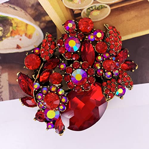 Image of SELOVO Rhinestone Glitter Flower Brooch Pin Jewelry Scarf Accessory Vintage Gold Tone