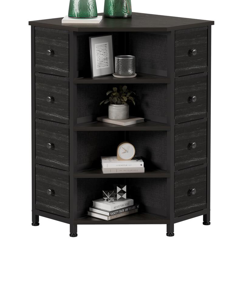 black corner dresser Amazon.com: LUMTOK 8 Drawers Corner Dresser with Storage Fabric Drawers and  Open Shelves for Small Space，Bedroom，Entryway，Living Room (Black Wood  Veins) : Home & Kitchen