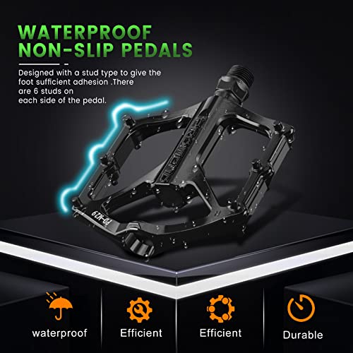 Mountain Bike Pedals,Road/Mtb Flat Pedals, Non-Slip Lightweight Aluminum Alloy Bicycle Pedals, Fits 9/16" Road Mountain Bmx Mtb Bike Pedal(Black) #TOP3