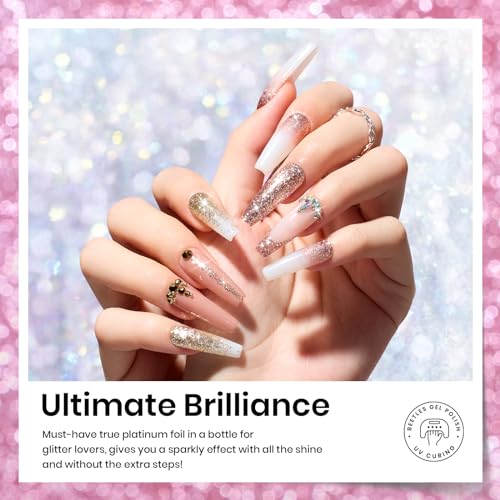 Image of Beetles Fall Glitter Gel Nail Polish Set, Reflective Sparkle Gel Polish | Diamond Shine Silver Black Pink Gold Holographic Gel Polish with Nail Art Stickers Soak Off Uv LED Manicure Gifts for Women