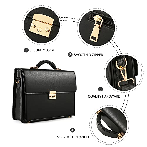 Ecentaur Mens Briefcase Leather Locking Briefcases For Men Business Laptop Messenger Bag #TOP4