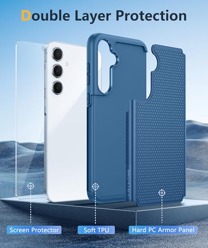 FNTCASE for Samsung Galaxy A35-5G Case: Dual Layer Protective Heavy Duty Cell Phone Cover Shockproof Rugged with Non Slip Textured Back - Military Protection Bumper Tough - 2024, 6.6 inch Blue - Thumbnail 3