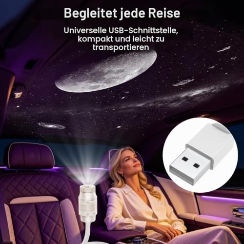 Crebeau HD 5D holografischer Galaxie Sternprojektor, USB Sternenhimmel Projektor Lampe, Um 360° Verstellbar Galaxy Projector… – Ansicht 3