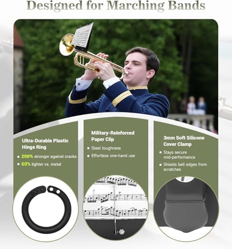 image for WINDIHOUES Trombone Lyre, Trumpet Lyre for Marching Band, with 8 Doubl