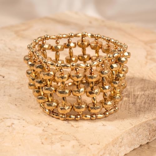 Image of SALTY Anti Tarnish Shaman Beads Bracelet for Women | Fancy Jewellery Gifts | Hand Band | Fashion Accessories for Girls | Minimal Jewelry Design | Ideal for Gifting | Marriage, Birthday | Gift for Valentine Day