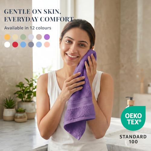 Image of LANE LINEN 450 GSM 100% Cotton Colorado Hand Towel 2PC - Wishful Mauve | Ring Spun Cotton Weave, True 60x40cm Each, Quick Dry & Absorbent, Napkins for Gym, Workout, Sports