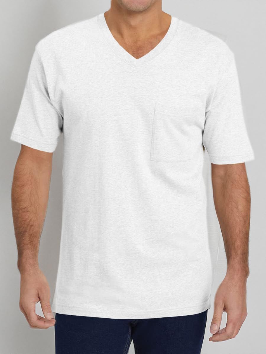 Wihion Mens Short Sleeve Pocket T-Shirts Casual Summer Cotton V Neck Tee Tops - Image 3