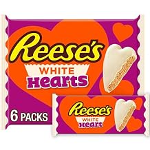 REESES White Creme Peanut Butter Hearts, Valentines Candy Packs, 1.2 oz 6 Count