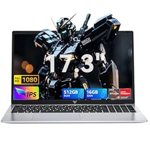 2026 Gaming Laptop,17.3Inch AMD Ryzen 3 4300U (4C/4T, Beat Intel Processor N100,up to 3.7GHz) 16GB DDR4 RAM 512GB SSD Business Computer with Webcam,Type-C,62.7Wh Battery,Numeric KB,Silver