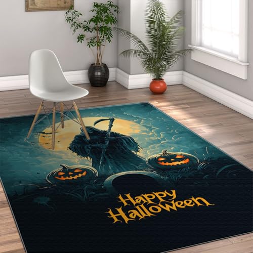 Tapis citrouille lanterne lavable pour protéger le sol à Halloween - 4
