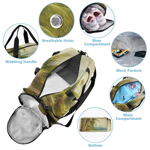 Retro Beach Duffle Bag for Girl, Sports Duffle Gym Bags with Shoe Compartment, Personalized Overnight Bag Travel Weekender for Kids3