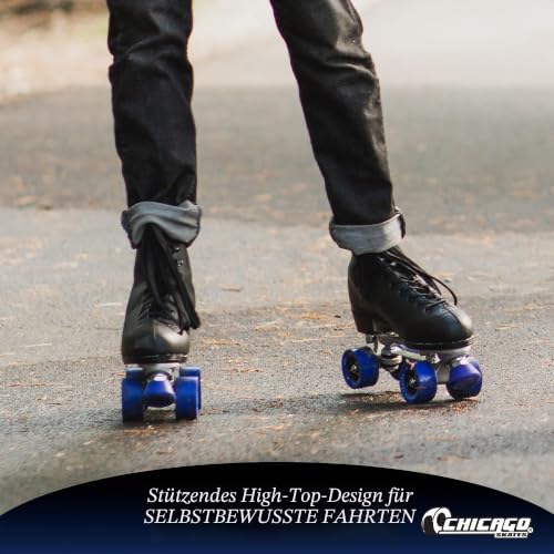 Chicago Skates Herren Classic Rollschuhe – Premium Black Quad Rink Skates, Größe 43 (CRS40510)