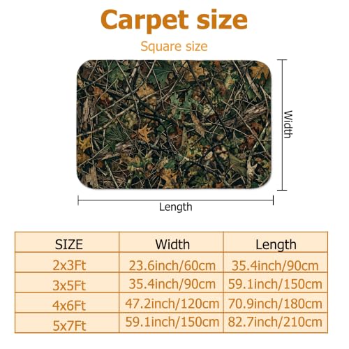 Alfombra rectangular de camuflaje y ramas para dormitorio y escritorio 3