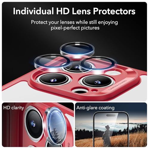 Image of ESR for iPhone 14 Pro Max Case, Compatible with MagSafe, Full-Body Military-Grade Drop Proof Case for iPhone 14 Pro Max with Built-in 9H+ Tempered Glass Screen Protector, Clear Red