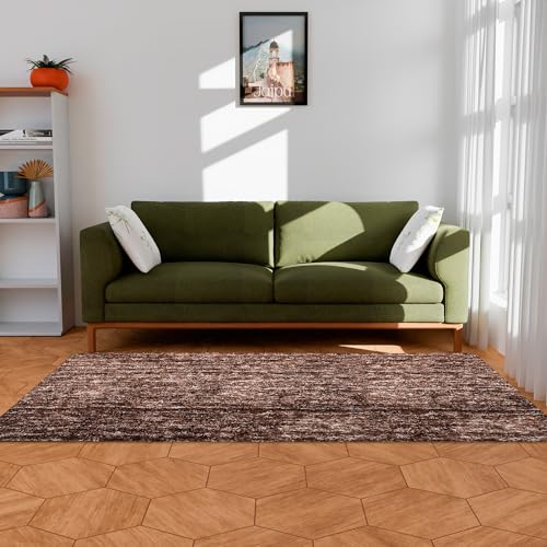 Image of Kuber Industries Carpet | Shaggy Carpet for Living Room | Fluffy Door Mat | Lexus Home Decor Carpet & Door Mat Combo | Floor Carpet Rug & Door Mat Set | Set of 2 | Brown