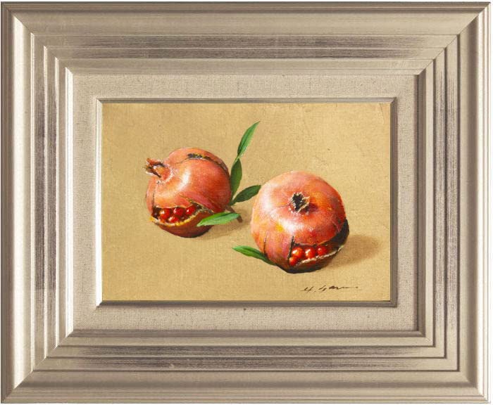 ☆Chiejasさま専用☆ 柾木高 『鉢に柘榴』 F4号 油絵 ☆Chiejasさま