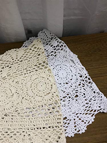Damanni Oval Cotton Handmade Crochet Lace Table Runner Doilies Table Dresser Scarf Décor,12 Inch by 35 Inch,White