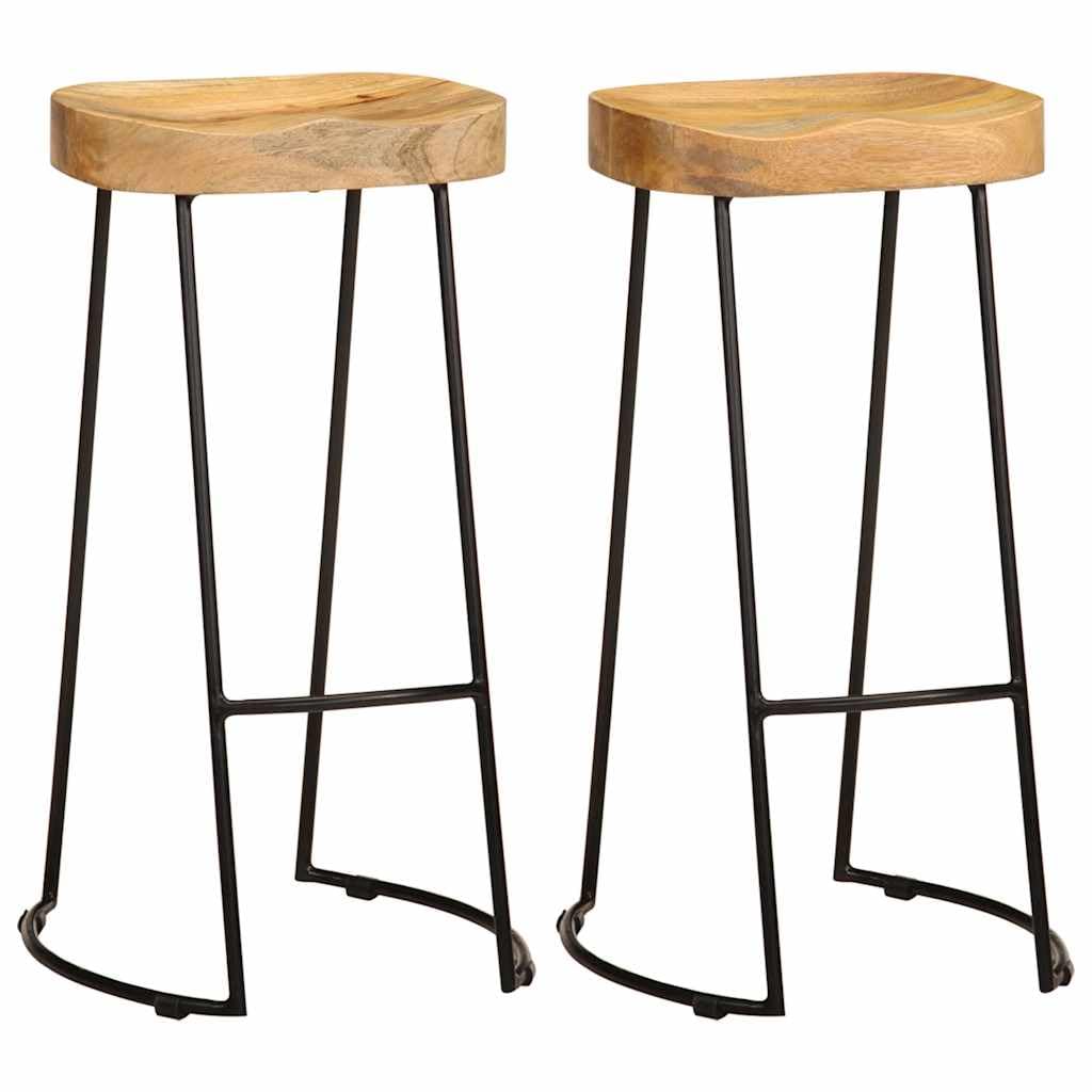 Tabouret haut vintage de qualité en bois de manguier massif et structure métal Gavin