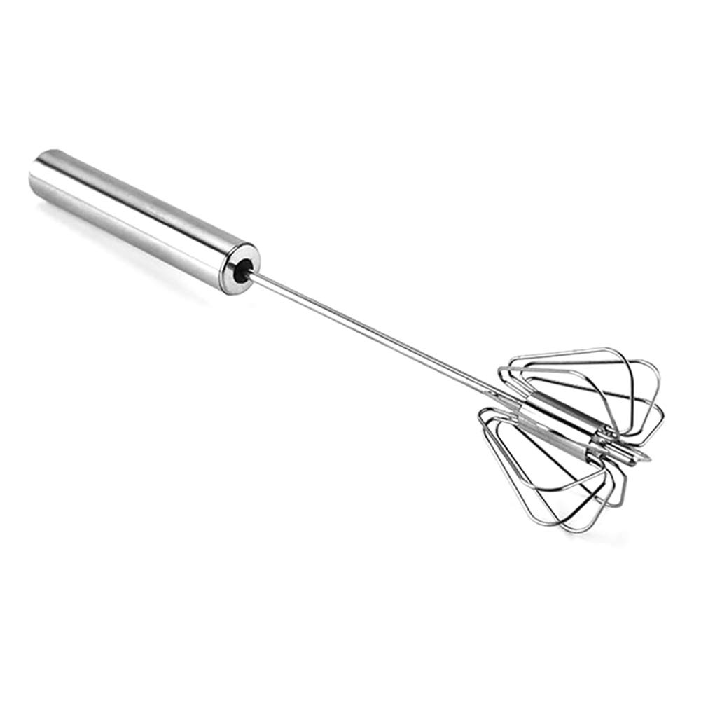 KMjungu Handy Stainless Steel Semi-Automatic Egg Beater Whisk Milk Cream Mixer Kitchen Cooking Gadget Baking Tool Supply Silver
