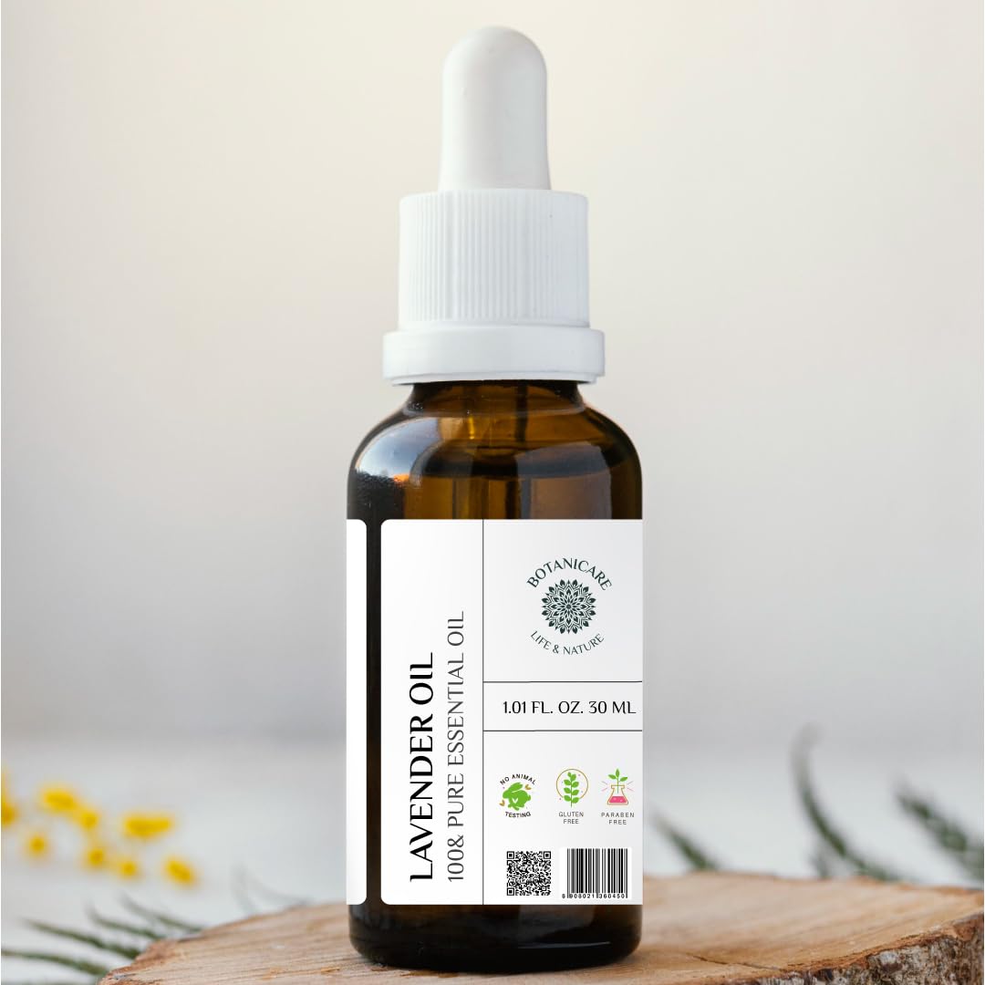 Lavender Essential Oil by Botanicare, 30ml, 100% Pure Therapeutic Grade Non-GMO Unrefined Cold Pressed