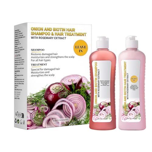 Fiorland Onion & Biotin Shampoo Hair Treatment Set with Rosemary Extract, Moisturizing & Strengthening Formula for Damaged, Dry or Thinning Hair, Nourishing Scalp Care for Men & Women, 248ml x 2