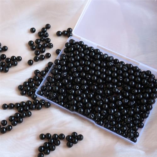 Black Glass Beads Bulk 8mm