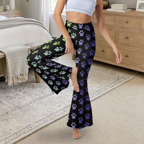 Spowatriy Calça feminina bootcut para ioga, treino, cintura alta, calça de moletom com controle de b
