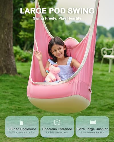 Co-Z Upgraded Kids Pod Swing, Hanging Pod Swing Chair With Inflatable Cushion, Child Hanging Hammock Swing For Indoor And Outdoor thumb #1