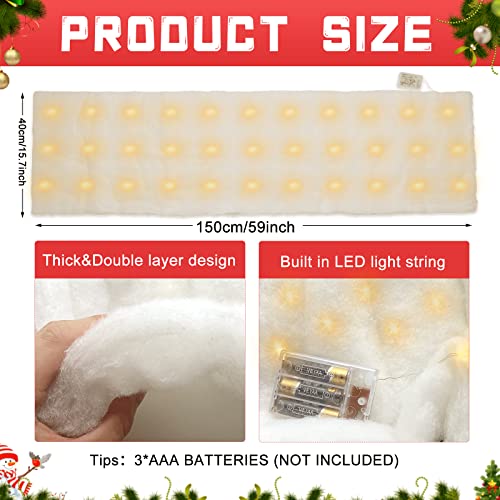 Christmas Snow Blanket Lighted Led Snow Table Runner Village Xmas Fake Snow Decoration Artificial Winter Wonderland Snow Holiday Decor #TOP4