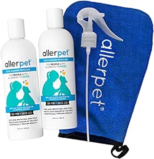 Allerpet Dog Allergy Relief w/Free Applicator Mitt & Sprayer - Best Pet Dander Remover for Allergens - for Canine Dry Skin Treatment - Good for Fur & Skin - 2 Pack (12oz)