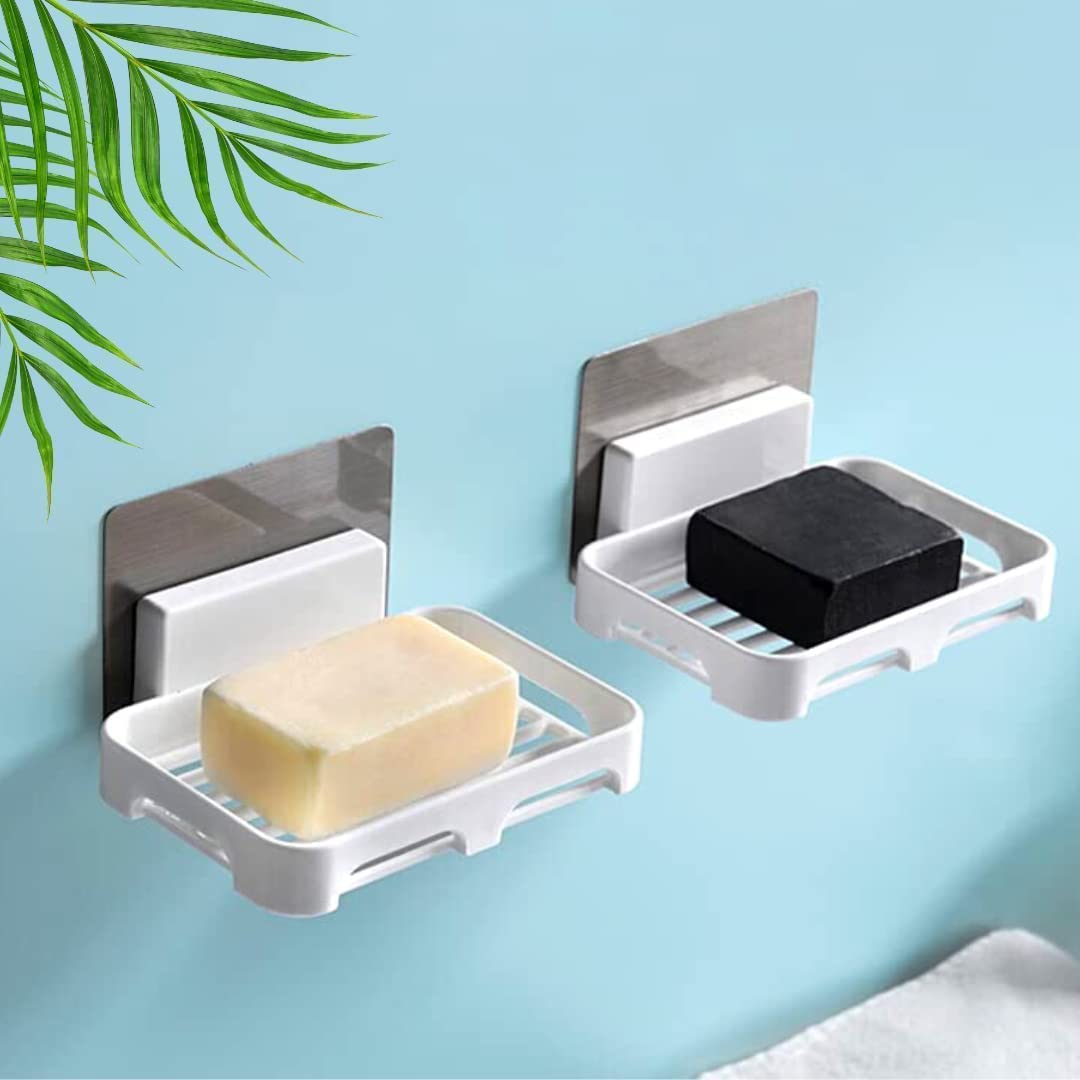 Style Keepers Wall Mounted Self Draining Soap Dish Holder Case -Hanging Waterproof Box Storage Rack with Self Adhesive Magic Sticker for Bathroom, Kitchen, Bathtub, Washbasins
