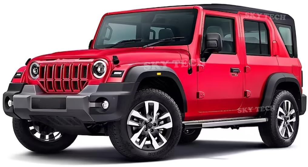 Sky Tech® Mahindra Thar Roxx Jeep SUV Car 1:28 Scale Model Car Exclusive Alloy Metal Pull Back Die-cast Diecast Metal Pullback Toy Openable Doors & Light Music Best Gifts Kids【Colors as Per Stock 】