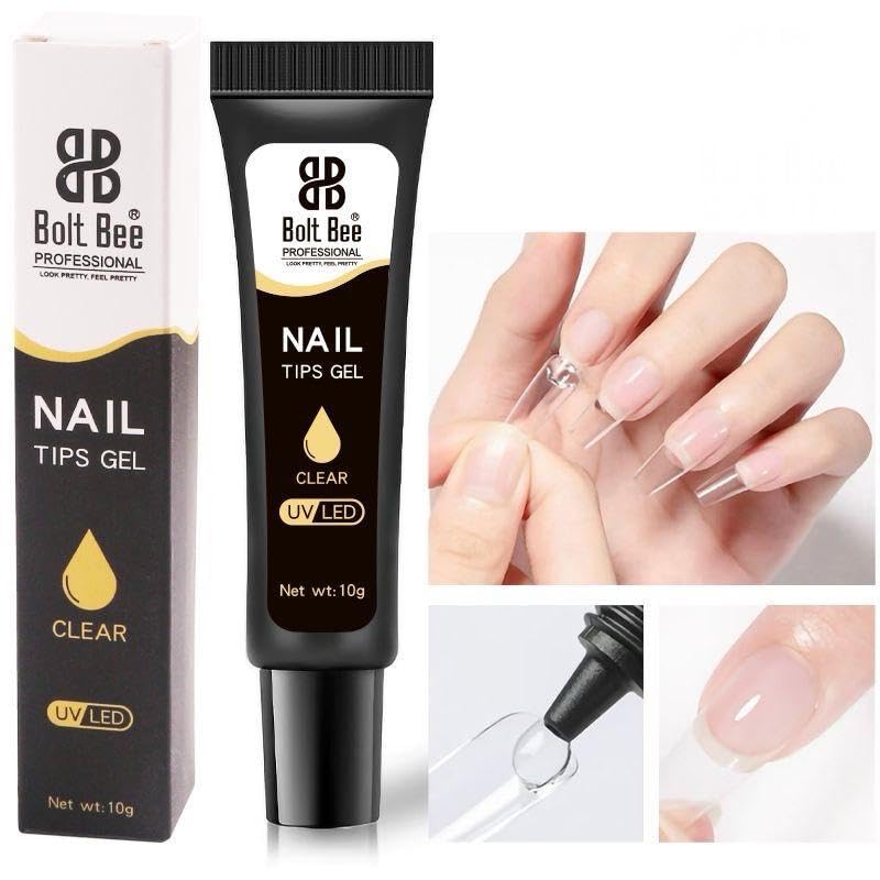 Image of Bolt Bee 3-in-1 Gel Nail Glue 15ml - Long-Lasting UV Extension Glue for Clear Acrylic Nails, False Nail Tips & Press-On Nails,Nail Repair Treatment | Multifunctional Nail Tool For Salon