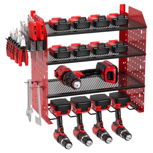Wzxlj.Y Power Tool Organizer Wall Mount, Heavy Duty Garage Tool Storage Rack with 3 Layer Holders, Metal Tool Rack for Garage Wall, Workshop Organizers, Gift for Men, Dad, Husband