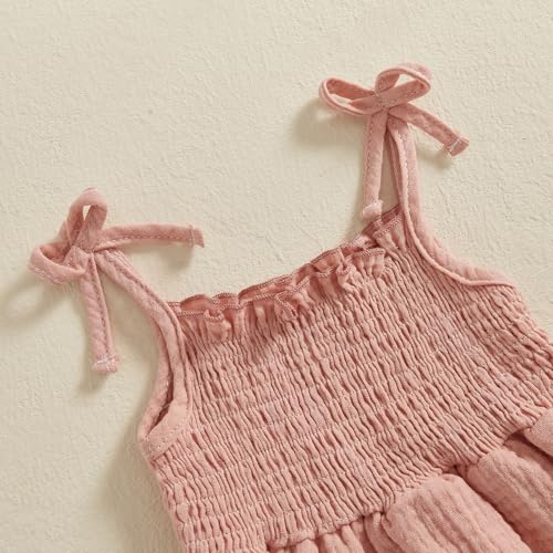 Beauace Baby Mädchen Sommer Musselin Kleidung Set Camisole Oberteil + Shorts Kleinkinder Outfits Niedliche einfarbige Babyset für Neuergeboren (Rosa, 18-24 Monate)