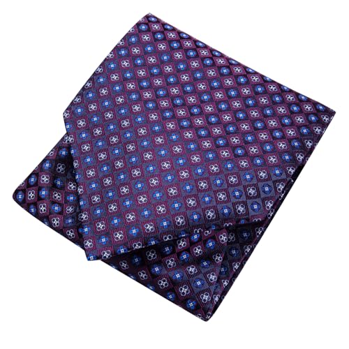 Image of Hi-Tie Silk Ascot for Men Self Tie Men's Cravat and Flower Lapel Pin Handkerchief Cufflinks Set for Wedding Party