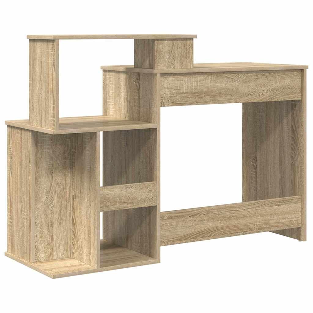 Scrivania con vano portaoggetti, in rovere Sonoma, 120,5 x 44 x 88,5 cm, materiale in legno, scaffale, casa, ufficio, design moderno, versatile, per camera da letto, studio