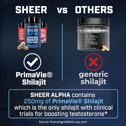 Testosterone Booster for Men - Sheer Alpha T-Booster - Clinically Backed Dose, Strongest Formula - Made in USA - Premium Blend of Fadogia Agrestis Tongkat Ali and Shilajit. 30 Servings - Image 5