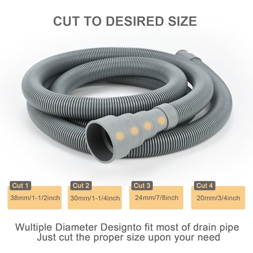 Image of 3.3ft Universal Washing Machine Drain Hose Extension Kit, 7-Piece Set with Adapter, U-Bend Bracket, 4 Clamps, Flexible Washer & Dishwasher Drain Hose, Fits Dehumidifiers & Laundry Machines
